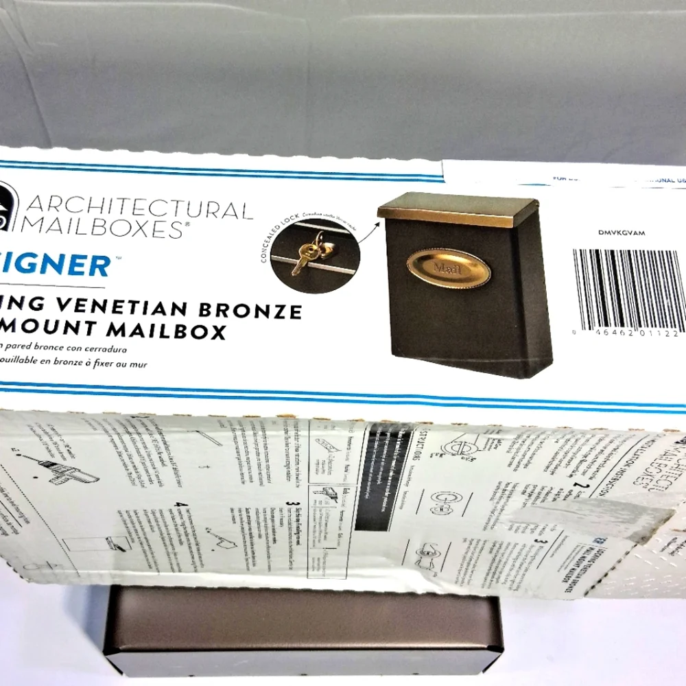 Architectural Designer Galvanized Bronze Top Load Wall Mount Locking NWB Mailbox - Picture 3 of 11